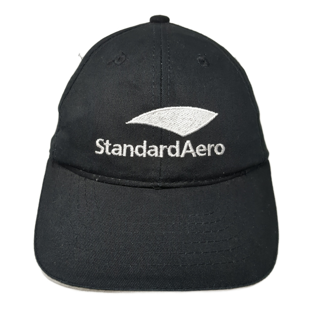 Standard Aero Strapback Baseball Cap Black One Size Adjustable Embroidered AJM